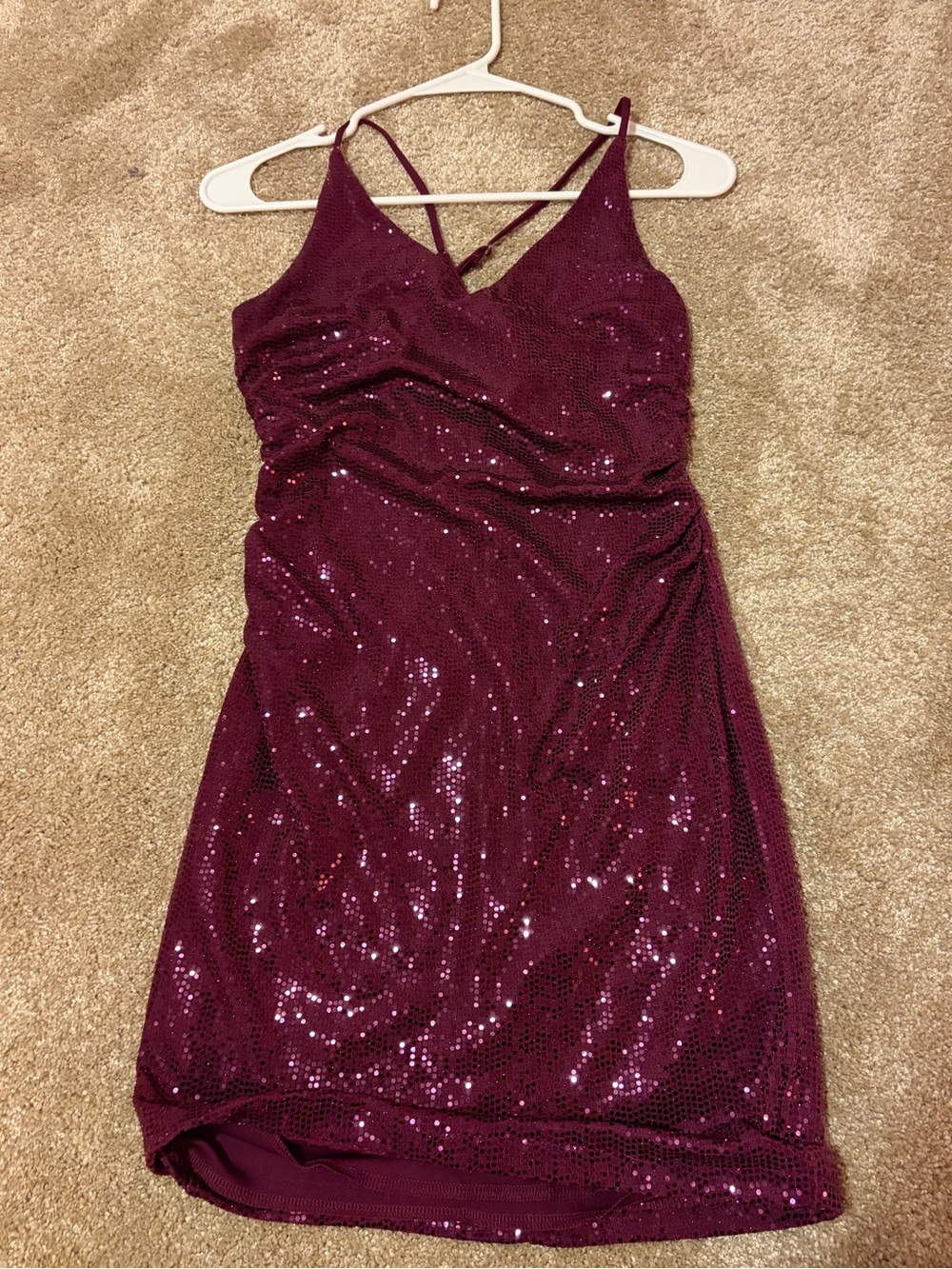 Emerald Sundae Burgundy Sequin Mini Slip Dress
